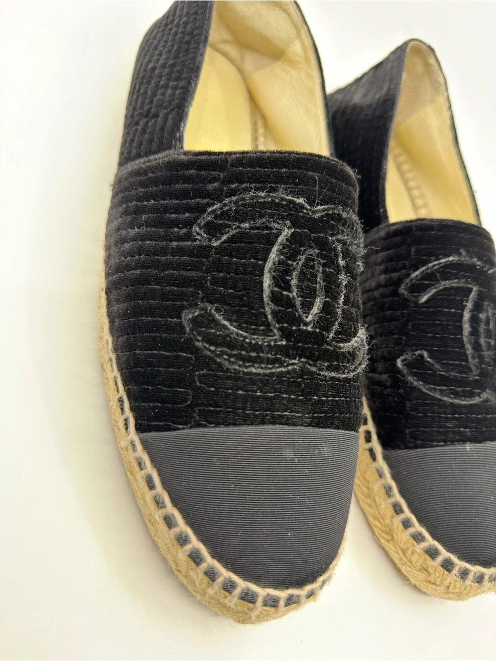 Chanel Velvet Grosgrain CC Espadrilles
